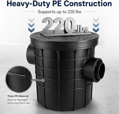 THOUSANDSUNNY Commercial Grease Trap, PE Plastic Side Inlet Grease Separator for Kitchen