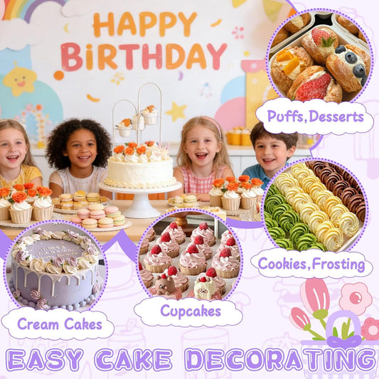 JAYVAR Dessert Decorating Syringe Set, Icing Dispenser Tool, Dessert Decorator Pro with 7 Icing Nozzles for Pushes Icing to Decorate Baked, Cake Decorating Gun for Frosting Cream to Make Cupcakes