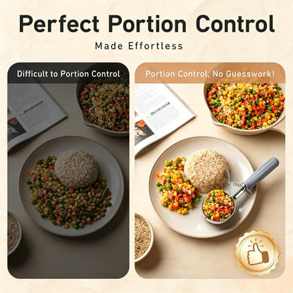 Fayomir 2 oz Scoop, Cookie Scoop for Baking, 2 oz Ice Cream Scoop with Trigger, #16 Disher, Portion Scoop, Blue Handle, Food Scoop for Ice Cream, Muffin, Cupcake Batter, Mashed Potato, Cookie Dough