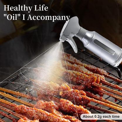 Oil Sprayer for Cooking,Stainless Steel Olive Oil Mister for Air Fryer Black Nozzel Dispenser Bottles Fat Reduction Glass Oil Control Spray Pot 6.35oz(180ml) Capacity