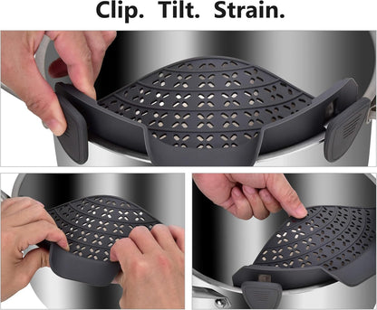 Strain Pot Strainer and Pasta Strainer - Adjustable Silicone Clip On Food Strainers for Pots, Pans, and Bowls - Kitchen Drainer Colander