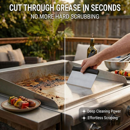 Multipurpose Bench Scraper, Dough Scraper and Dough Cutter for Flat Top Griddle, Bread, Pizza, and Pastry – Stainless Steel Griddle Scraper Chopper for Baking and Cooking