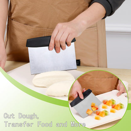 4 Pcs Bench Scraper,Dough Scraper,Versatile Kitchen Scraper Set for Pastry Bread Pizza Cake
