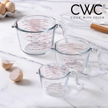 COOK WITH COLOR Glass Measuring Cups - Ideal for Cooking and Baking, Green