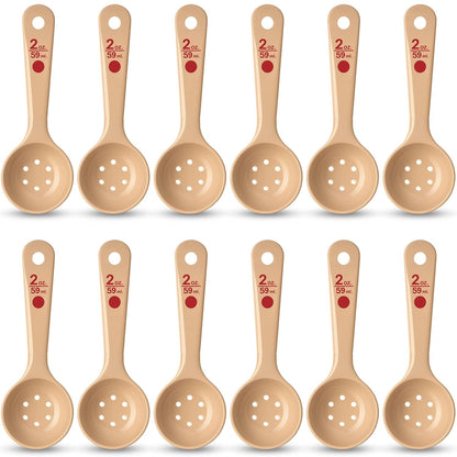 Carlisle FoodService Products Measure Miser Plastic Perforated Measuring Spoon with Short Handle, 2 Ounces, Beige