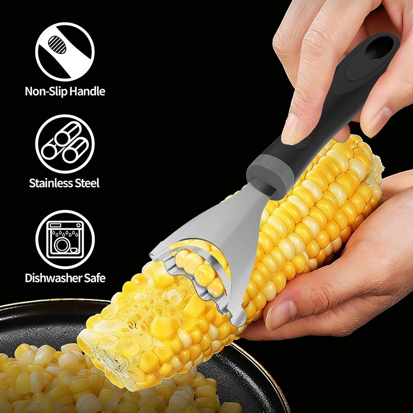 corn cob stripper tool, corn on the cob peeler, Includes Corn Holders,Black