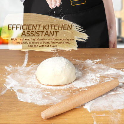 French Rolling Pin for Baking - AMPSEVEN Wooden Rolling Pin Dough Roller for Pizza Fondant Pasta Dumpling tortillas (20cm(7.9inch))
