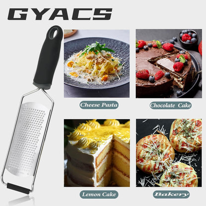 Stainless Steel Handheld Cheese Grater，Heavy Duty Zester for Chocolate，Ginger，Vegetables，Citrus，Garlic & More ，Ergonomic Handle，Easy to Clean Kitchen Tool