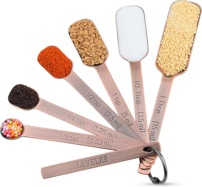 Measuring Cups and Spoons Set, 18/8 Stainless Steel Measuring Cups and Spoons Set for Kitchen & Baking, 5 MeasurE Cups &6 Long MeasurE Spoons&Leveler, Metric Measure Tools for Dry & Liquid