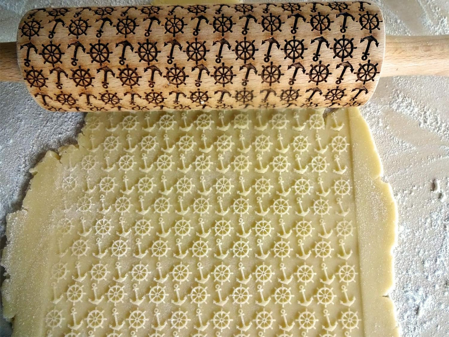 Embossing Rolling Pin SHELLS. Dough and Clay Roller for Embossed Cookies and Pottery. Cookie and Ceramic Stamp. Backing Gifts for Women by Algis Crafts