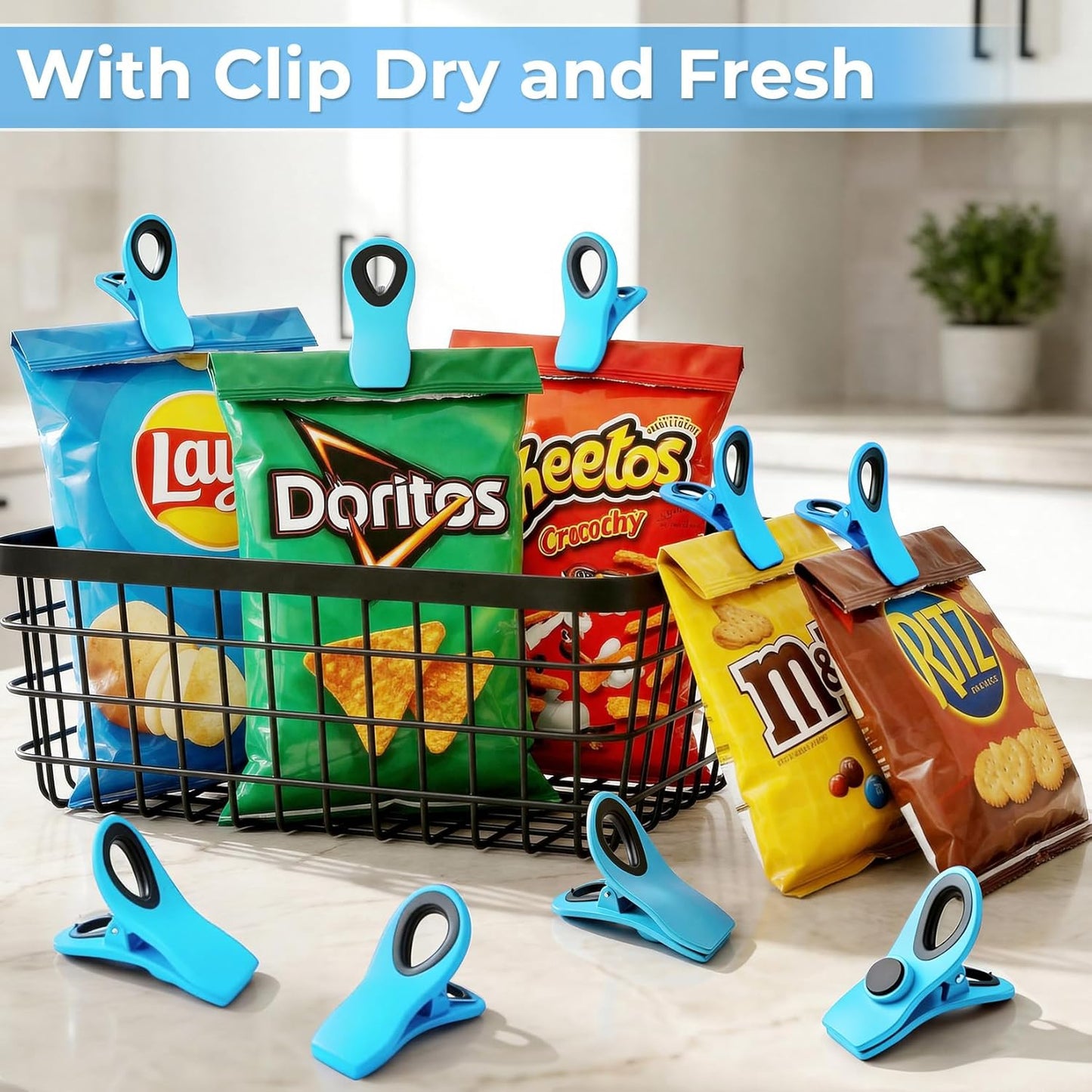 12 Pack Chip Clips, Bag Clips for Food, Magnetic Sealers for Chips And Other Food, Plastic Bag Clip for Kitchen, Fridge, Clothes, Sewing And Artwork (Green)