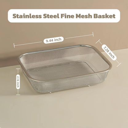 Fine Mesh Strainer for Kitchen, Stainless Steel Colander Bowl for Pasta, Rice, Fruit, Metal Net Baskets with Resting Base - Strain, Drain, Rinse (Diameter 9.84 inch)