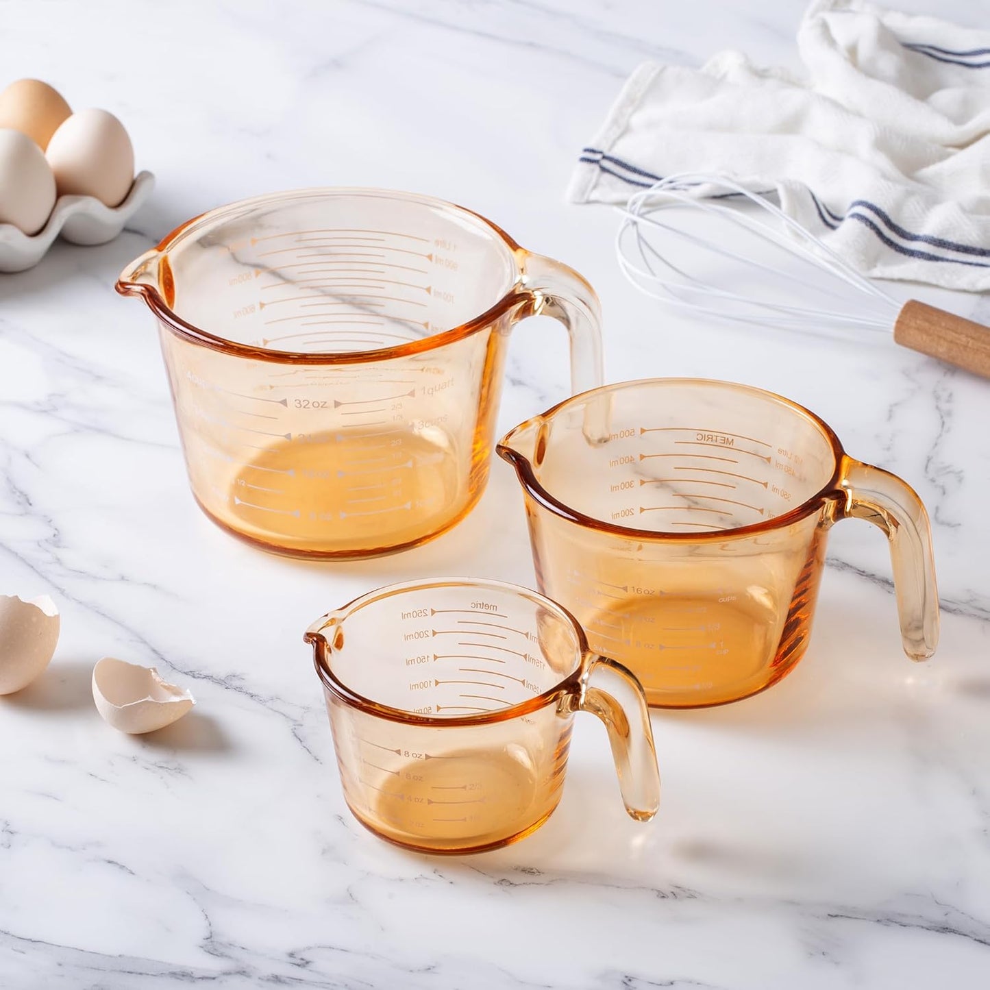 COOK WITH COLOR Glass Measuring Cups - Ideal for Cooking and Baking, Green