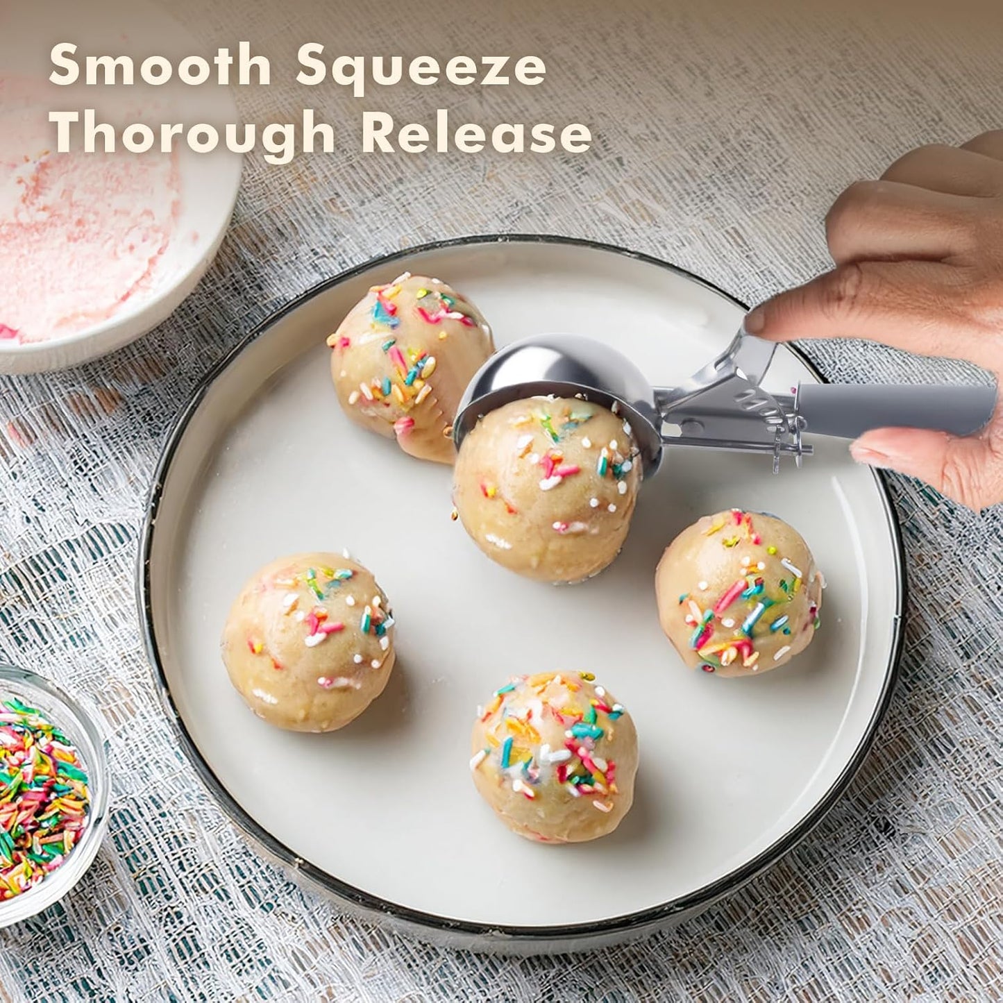 JUNADAEL J Portion Scoop, #20/2 OZ Ice Cream Scooper, Muffin Scoop, Disher, Yellow Handle, for Portion Control, Cookie Dough, Muffin, Cupcake Batter, Ice Cream, Mashed Potatoes
