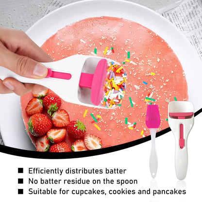 Cupcake scoop, muffin making, precise and drip-proof, suitable for perfect cakes and pancakes, easy-to-use oil brush, cake batter dispenser, professional kitchen baking tool, dishwasher-safe
