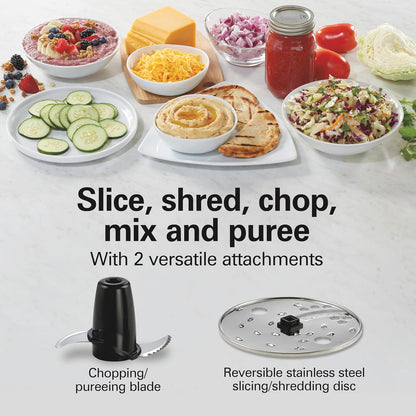 Hamilton Beach Food Processor & Vegetable Chopper for Slicing, Shredding, Mincing, and Puree, 10 Cups + Veggie Spiralizer makes Zoodles and Ribbons, Grey and Stainless Steel (70735)