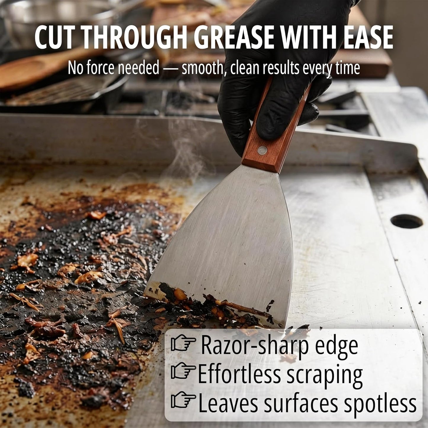 Multipurpose Bench Scraper, Dough Scraper and Dough Cutter for Flat Top Griddle, Bread, Pizza, and Pastry – Stainless Steel Griddle Scraper Chopper for Baking and Cooking