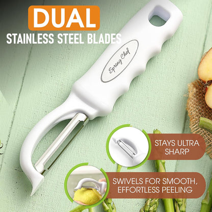 Spring Chef Premium Swivel Vegetable Peeler, Soft Grip Handle and Ultra Sharp Stainless Steel Blades - Perfect Kitchen Peeler For Veggie, Fruit, Potato, Carrot, Apple - Pink Lemonade