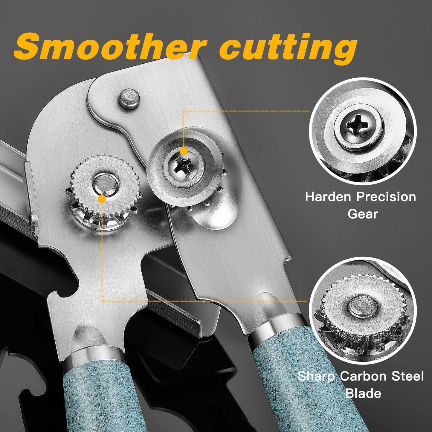 Upgraded Efficient Manual Can Opener - Selected Solid Wood Handle, Sharp and Smooth Blade Edge, Portable Design, Easy-Open Large Knob, Versatile for Various Bottle Caps（Rosewood）
