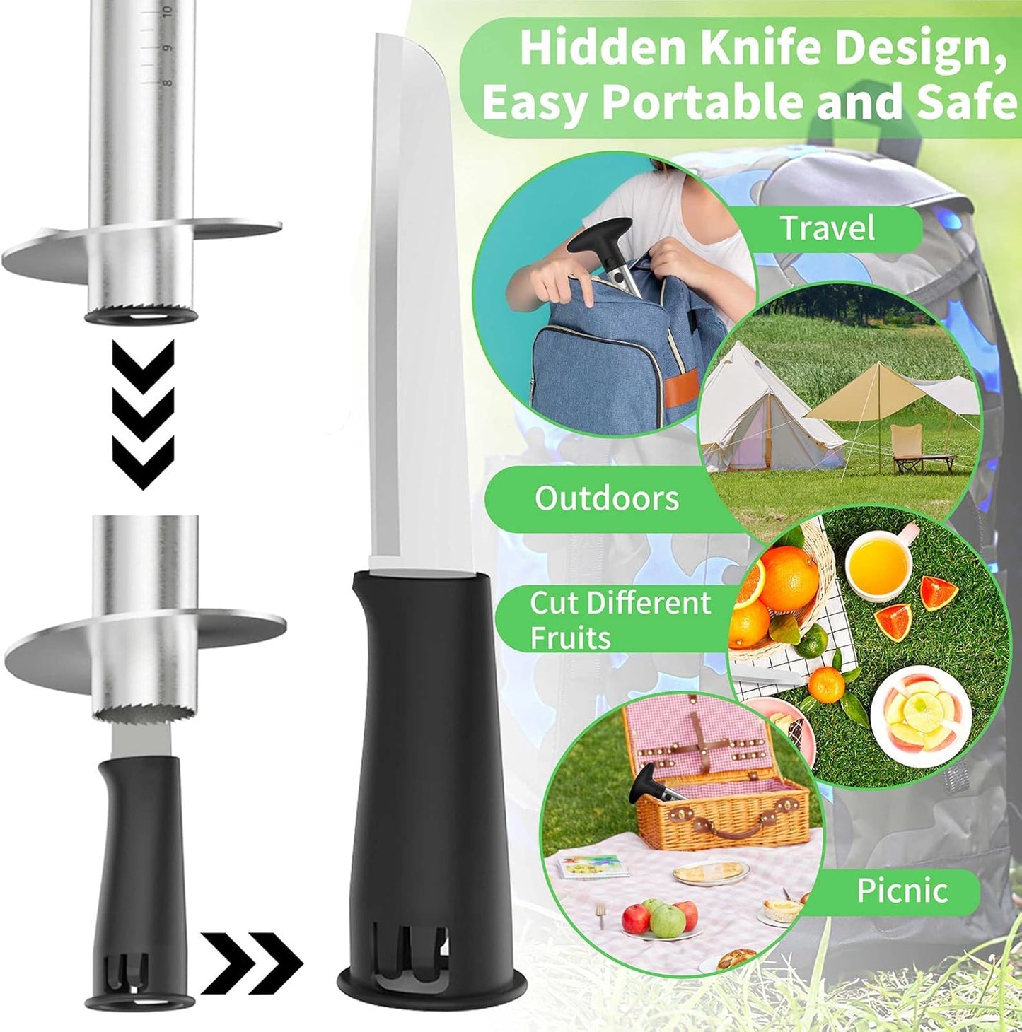 Newness Pineapple Corer with Knife, [Upgraded, Electric & Manual] Stainless Steel Fruit Pineapple Cutter with Electric Drill Accessory, Pineapple Slicer Remover Kitchen Tool with Measure Mark, Yellow