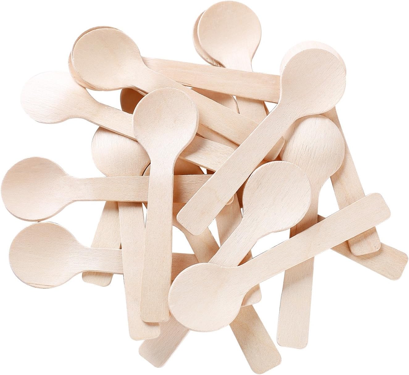 Gmark 1.5mm Extra-Thick Mini Wooden Spoons (4 Inch) - 100 Count Heavy Duty Birch Wood - Sturdy No-Snap Disposable Spoons for Gelato, Desserts & Charcuterie - Eco-Friendly & Compostable GM1042A