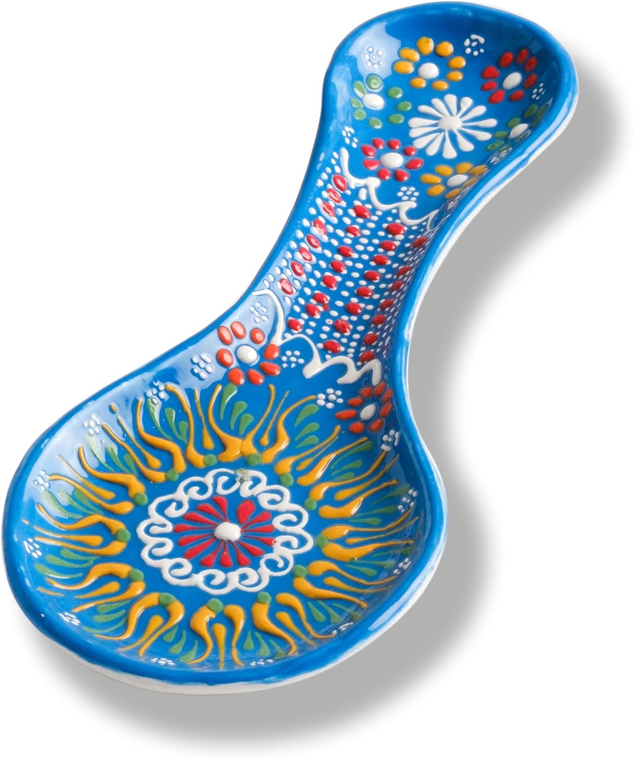 Handmade Spoon Rest, Ceramic Spoon Rest for Stove Top, 10" Spoon Rest for Kitchen Counter, Dishwasher Safe Spoon Holder for Stove, Housewarming Gifts Utensil Rest, Colorful Spoon Rests (Black)