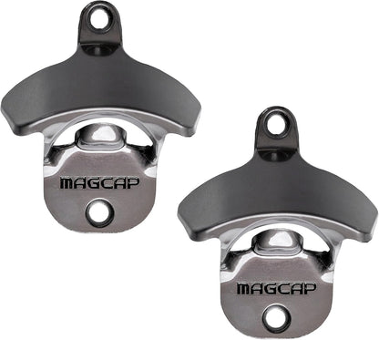 Outdoor Bottle Opener Wall Mounted - Style Magnetic Beer Bottle Opener that Catches Caps - Easy to Install and Incredibly Convenient (Gunmetal Black)