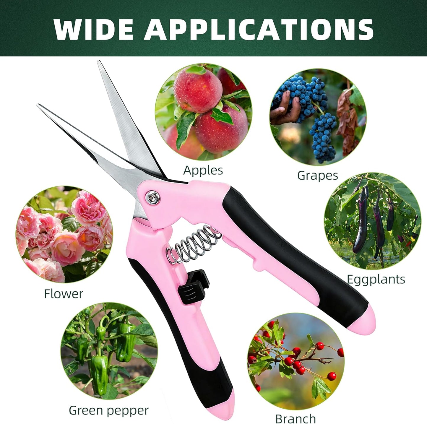 EWPJDK 3 Pack Garden Pruning Shears, Stainless Steel Shears, Gardening Shears, Scissors, Garden Clippers, Pruning Snips, Pruning Shears for Gardening Tools