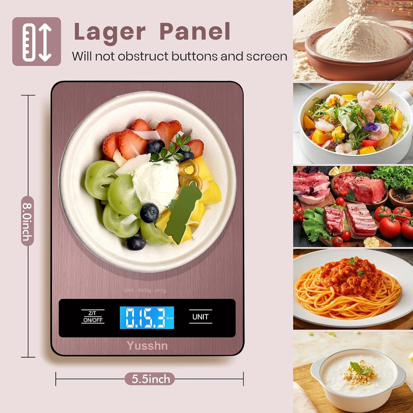 Food Scale, 11lb Kitchen Scale with 0.05oz/1g Precision, 6 Units Tare Function & LCD Display, Stainless Steel Digital Scale for Baking, Cooking, Meal Prep - Kitchen Gadgets & Gifts, Home Essentials