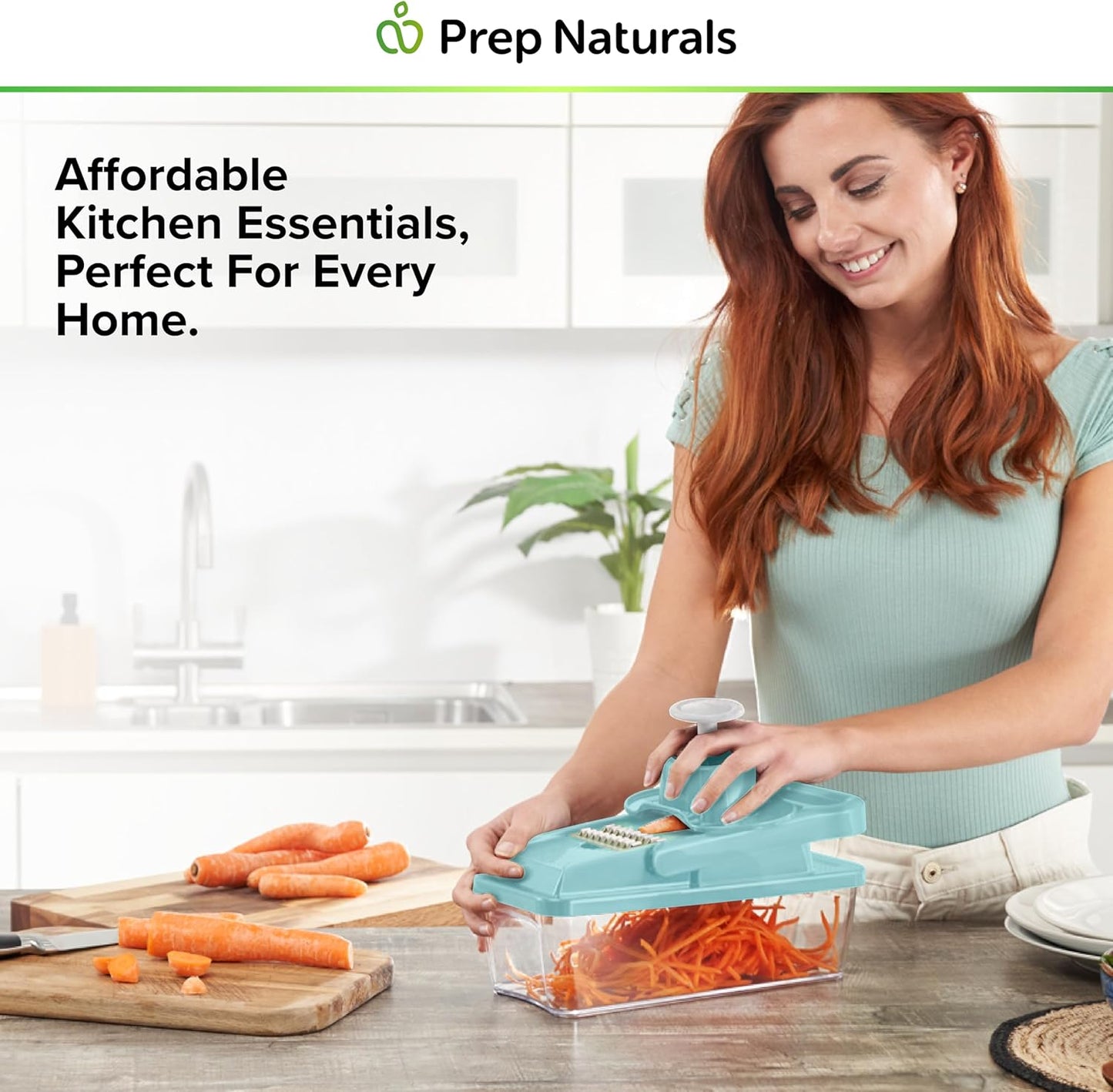 PrepNaturals Vegetable Chopper & Mandoline Slicer - 12 in 1, Blue/White