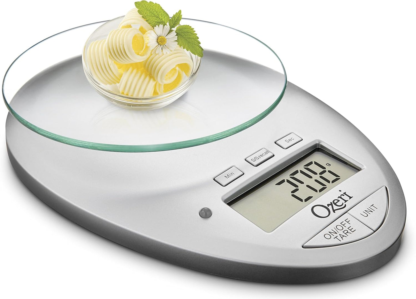 Ozeri Pro II Digital Kitchen Scale with Removable Glass Platform and Countdown Kitchen Timer (1 g to 12 lbs Capacity)