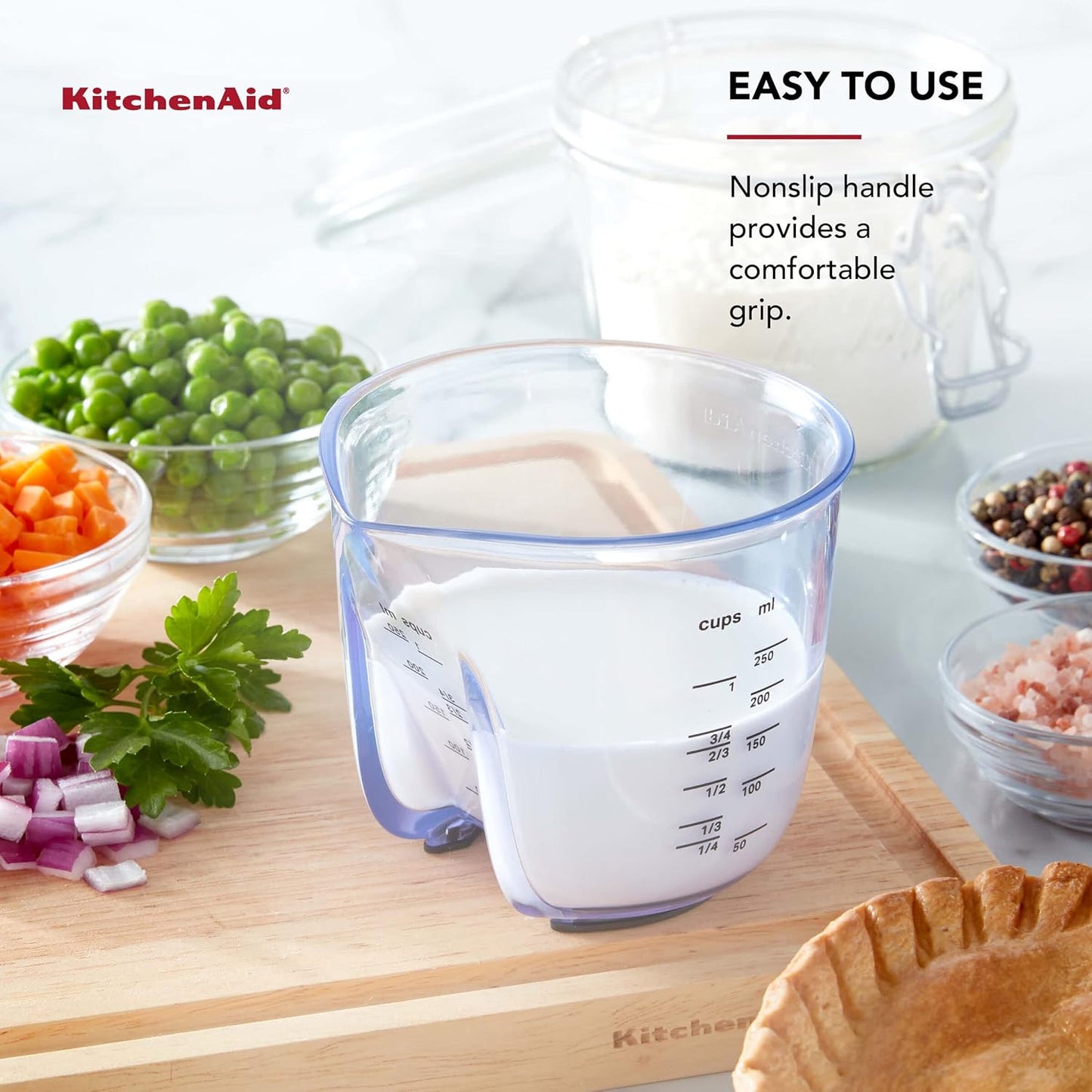 KitchenAid KQ298OSOBA Gourmet Set of 3 Measuring Jugs, Onyx