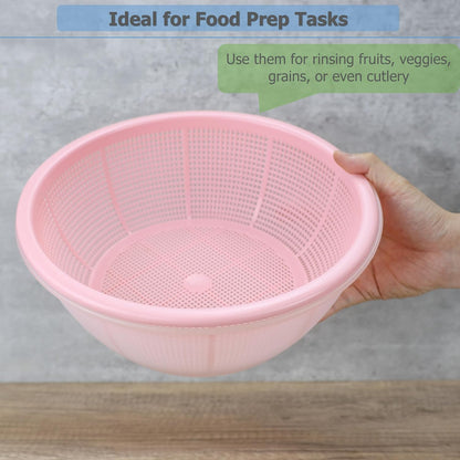 EIKS Plastic Water Basin with Strainer Basket for Washing Draining Vegetables Fruit Grains Salad Cooing Preparation in Home Kitchen