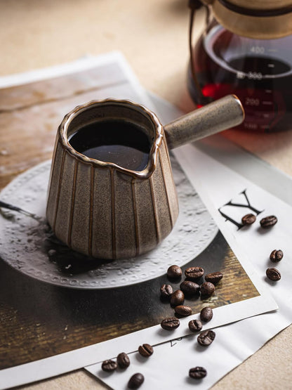Espresso Cups Ceramic, 200ML Espresso Measuring Cup with Handle, Expresso Shots Cups with Scale, Espresso Accessories, White