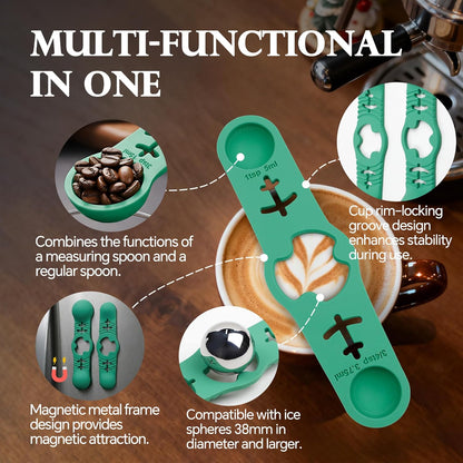 Espresso Cooling Ball Set - Rapidly Chills Espresso Without Dilution to Taste the Difference, with Magnetic Measuring Spoons & Silicone Ice Tray, Versatile for Coffee, Cocktails & Whiskey (Green)