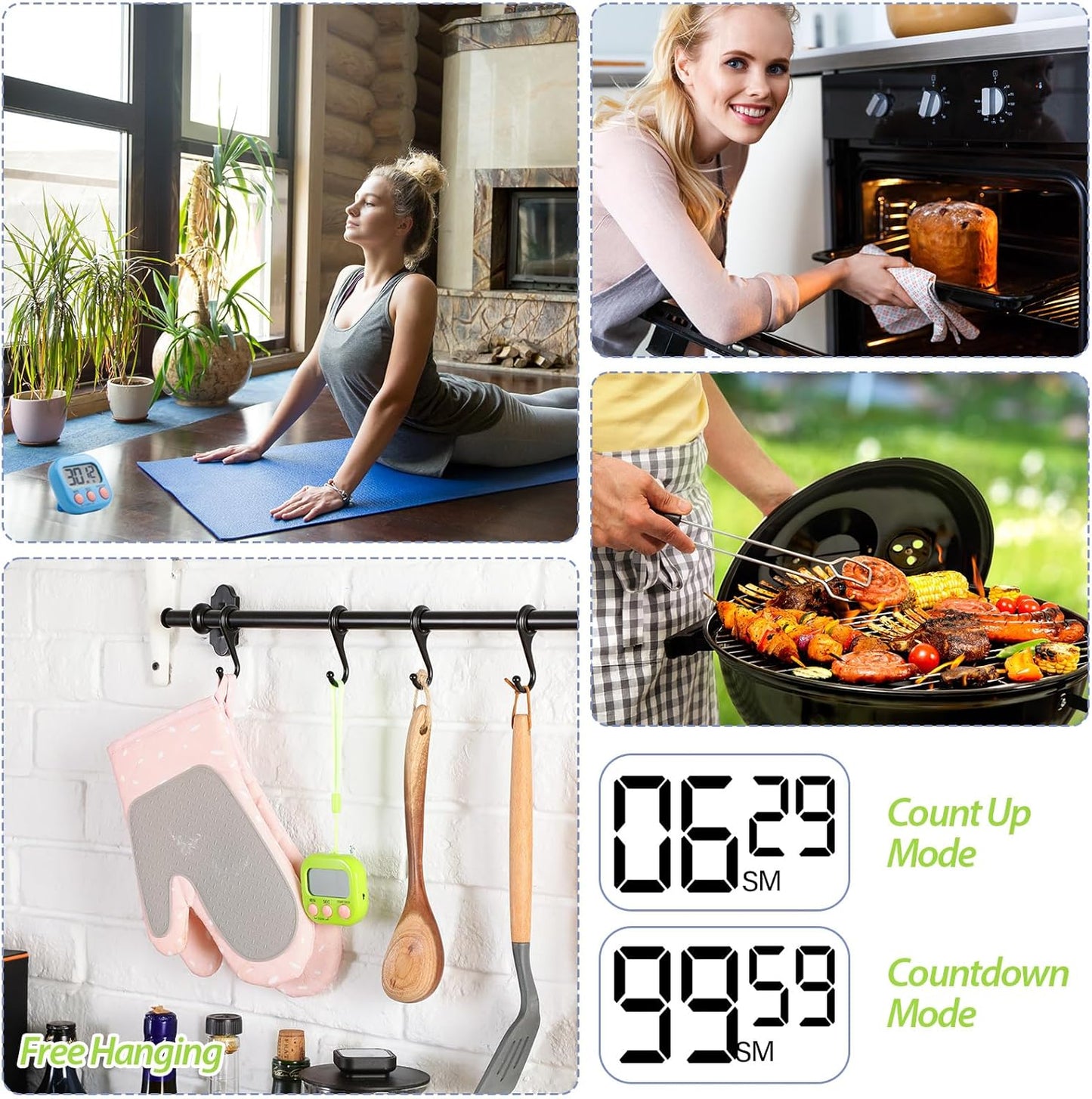 Weewooday 24 Pcs Digital Kitchen Timer Magnetic Timer Bulk On/Off Switch Minute Second Count up Countdown Loud Alarm for Exercise Cook Baking (Black,White)