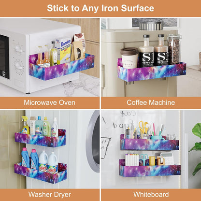 Mystozer Magnetic Spice Rack for Refrigerator, Kitchen Organizer and Storage Shelf, Black (4 Pack)…