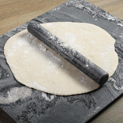 Koville African Natural Marble Rolling Pin, Non-Stick Polished Dough Roller, Pasta, Dumpling, Fondant, Pie Crust, Bread, Pizza Dough, Kitchen Baking Pastry Tools with Mat/Scraper（Namib Fantasy）