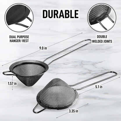 Zulay Kitchen 304 Stainless Steel Fine Mesh Strainer 3.35 in - Strainers Fine Mesh, Tea Strainers for Loose Tea - Perfect for Tea, Cocktails, Juicing, Drinks, Liquids, Matcha, Coffee & More