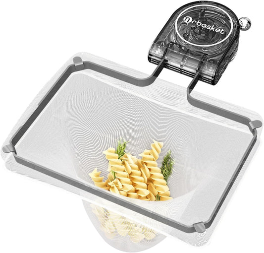 Kitchen Sink Strainer with 100 PCS Filter Mesh Bag, Food Waste Filter Basket, Suction Cup Folding Washing Vegetables and Fruits Drying Bag Holder(Silver)