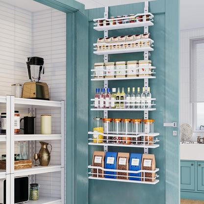 Eastherry Over The Door Pantry Organizer，9-Tier Over The Door Organizer with Adjustable Basket，Metal Hanging Pantry Organizers and Storage for Kitchen, Back of Door Seasoning Rack