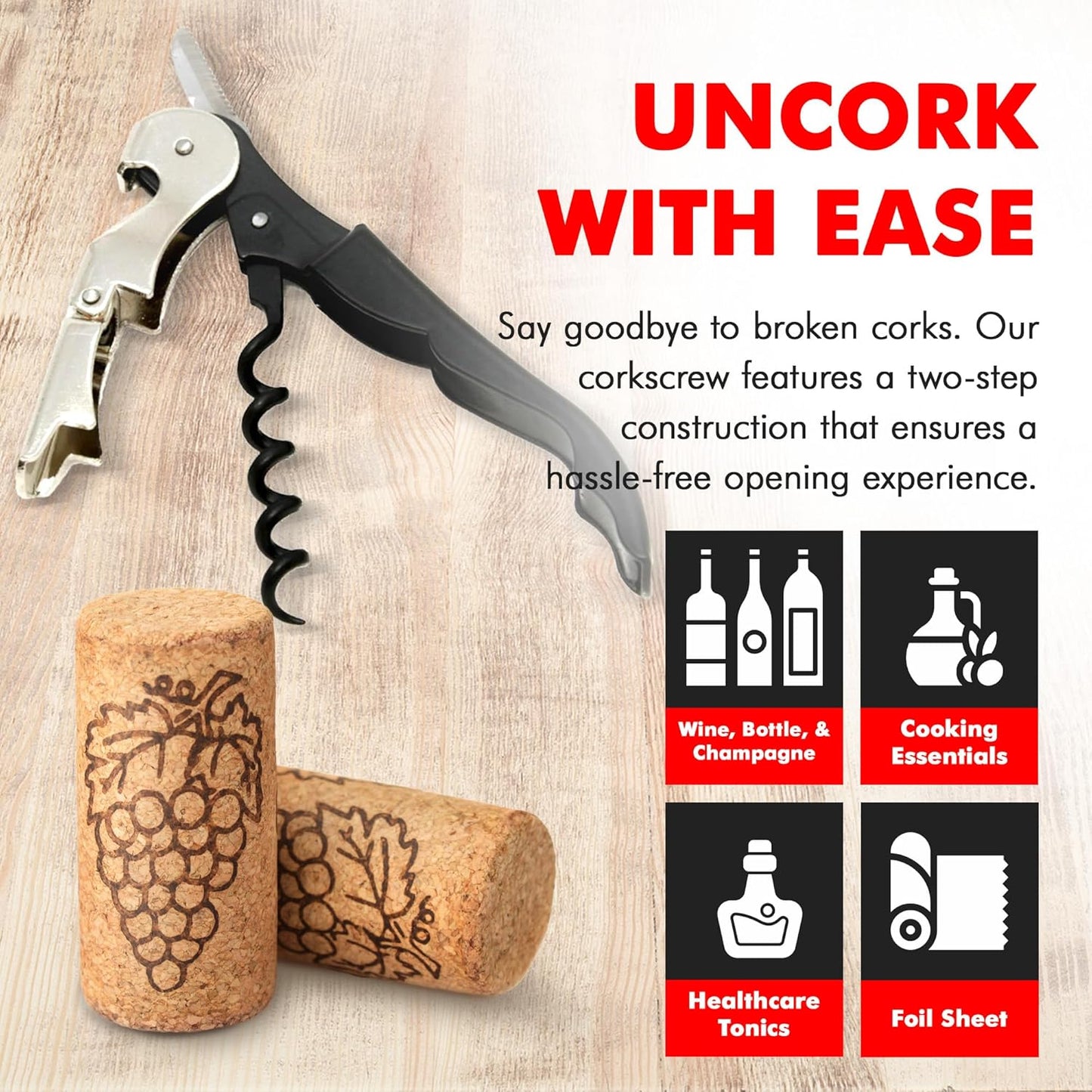 Chef Craft Select Metal Winged Corkscrew, 6.5 inch, Black and Chrome