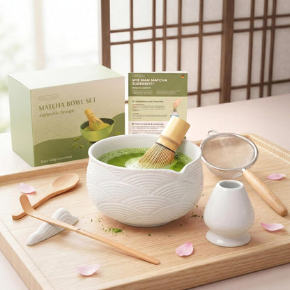 EDELHAUS Matcha Kit Whisk Set (7 Pcs) - Complete Matcha Set, Matcha Bowl with Spout, Whisk with Holder, Bamboo Scoop with Rest and Sifter, Perfect Kit for Matcha Lovers (Sakura Pink)