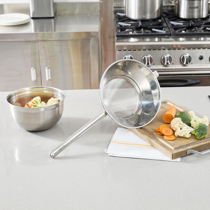 Restaurantware Fine Mesh Strainer Set of 3 Different Sizes with Silicone Handle Stainless Steel Extra Fine Mesh Strainer Heat-Resistant Handle Dishwasher-Safe for Rice, Quinoa, Pasta