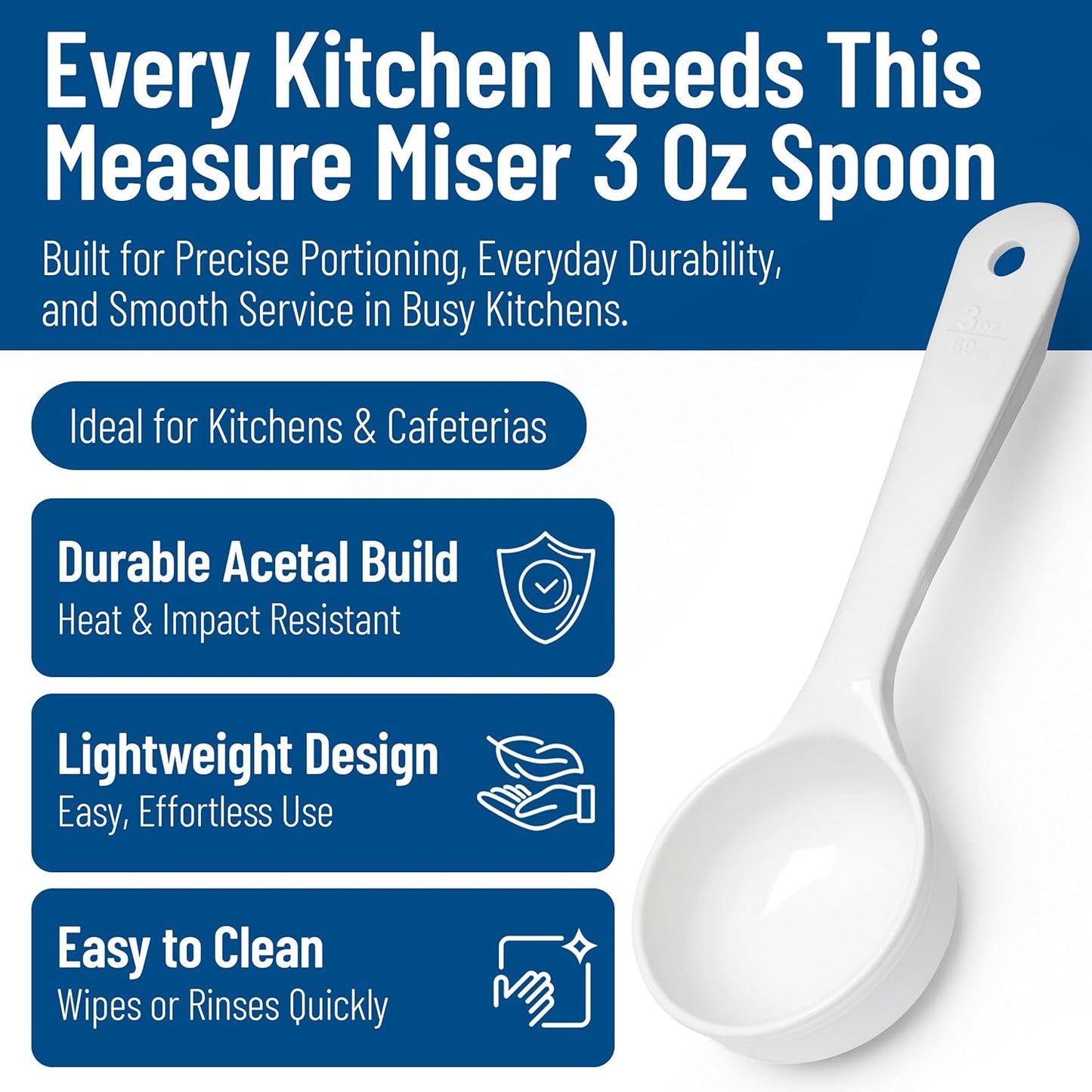 Carlisle FoodService Products 492104 Measure Miser Solid Measuring Spoon with Short Handle, 1 Ounce, Yellow