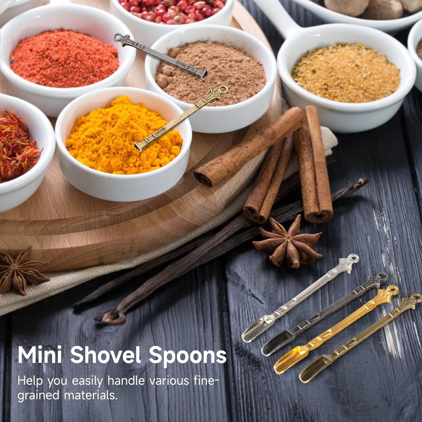 40 Pcs Mini Shovel Spoons,Tiny Spoons for Powder,Metal Spoon Power Scoop Tableware Charm Mini Pendant Spoon for Measuring Spices,Herbs,Powder,Coffee,Sugar