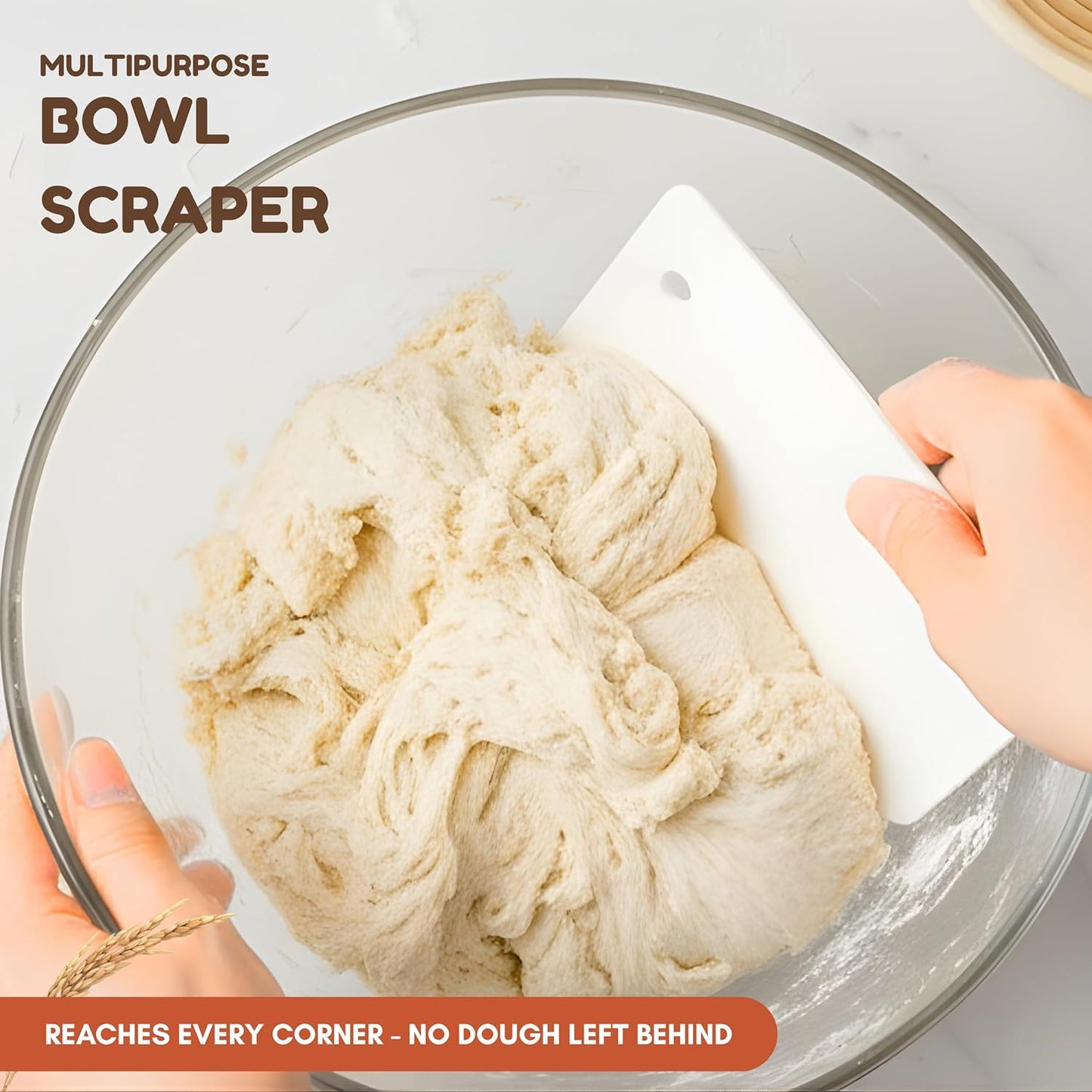 EROIR 13" Danish Dough Whisk Bread Lame Bowl Scraper Set - Dutch Sourdough Whisk Double Eye, Dough Scraper, Bread Scorer with 10 Blades and Leather Cover