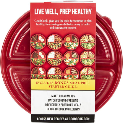 GoodCook 4-Cup Meal Prep Bowls Set with Lids and Dressing Cup, Microwavable Food Storage Containers for Meal Prepping, Set of 10, Black