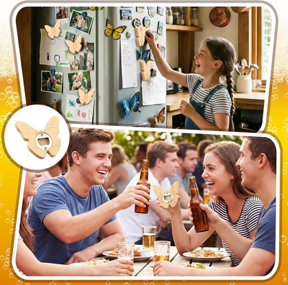 Vesici 100 Pcs Magnetic Bottle Opener 2.5in DIY Bamboo Round Shape Beer Openers Wooden Fridge Magnet Refrigerator Sticker Gift for Beer Lover Wedding Guest Kitchens Bars Parties