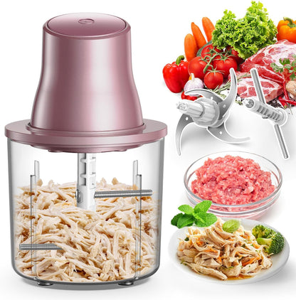 Food Processors, 2 IN 1 Electric Chicken Shredder &Food Chopper with 250W Copper Motor,1.5L Bowls & 2 Bi-Level Blades,One-Touch Electric Chicken Breast Shredder Tool-Smart Overheat Protection